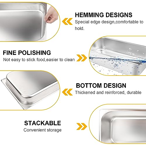 VOISEN 2 Pack Hotel Pans, 2.5" Deep, Anti-Jamming, Commercial Stainless Steel Steam Table & Catering Food Pans by VOISEN - Image 6