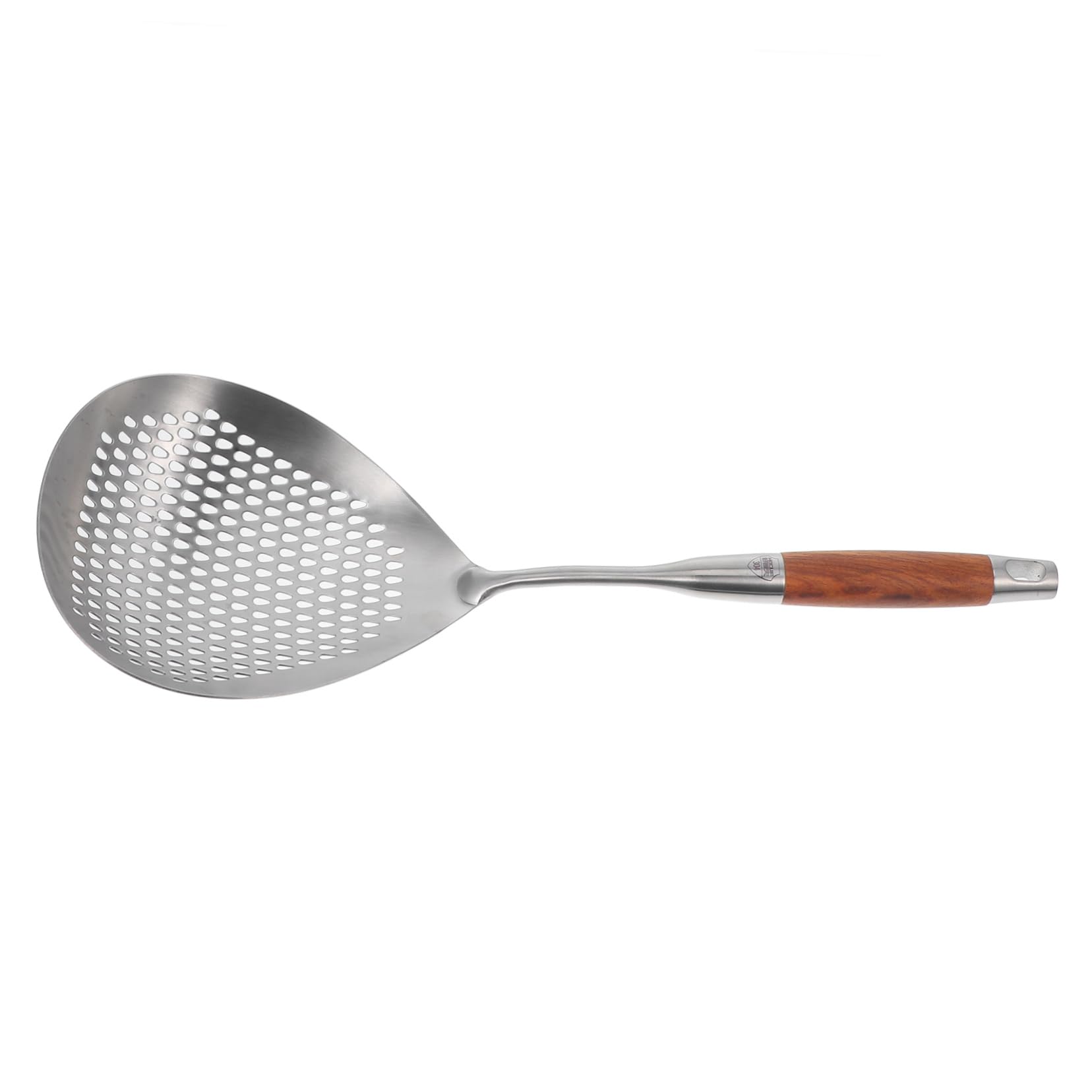 Cabilock Stainless Steel Skimmer Ladle Spoon with Rosewood Handle Colander for Cooking Frying and Straining Pasta Dumplings Food Strainer