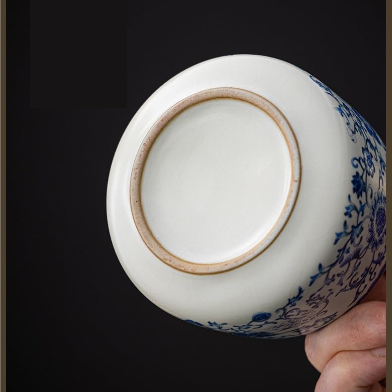 SONGCHAO Sugar Jar Beige Ru Kiln Ceramic Tea Can Small Size Lotus Flower Longjing Rock Packaging Sealed Fragrance Powder Tea Canister(D)