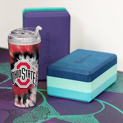 Image of Rico Industries NCAA Glitter 24oz Acrylic Glitter Tumbler with Hinged Lid, Officially Licensed Double Wall Tumbler with Straw