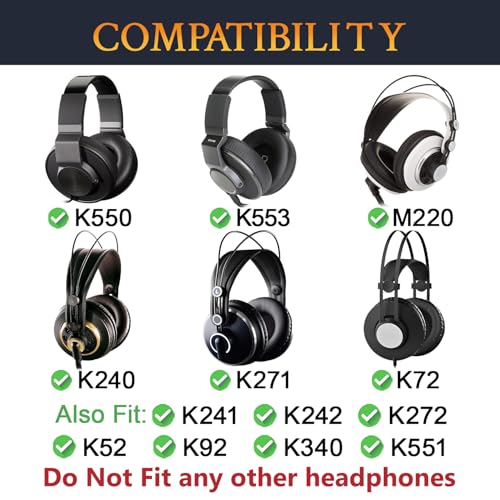 SOULWIT Lambskin Earpads para AKG K52/K92/K240/K550 - Negro | para AKG Pro Audio K52/K72/K92/M220/K240/K241/K242/K271/K272/K340/K550/K550 MKII/K550 MKIII/K551/K553/K553 MKII/K553 Pro miniatura 2