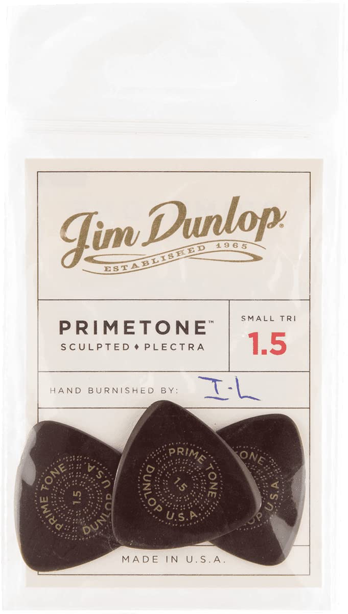 JIM DUNLOP Primetone Plectrum Small Triangle Smooth 1.5 mm Pack of 3, natural, Sachet de 3