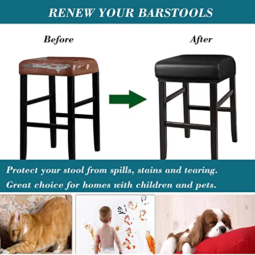 HFCNMY Rectangle Stool Covers, Waterproof PU Bar Stool Covers with Elastic Bands (2 Pack, Black) - Image 6