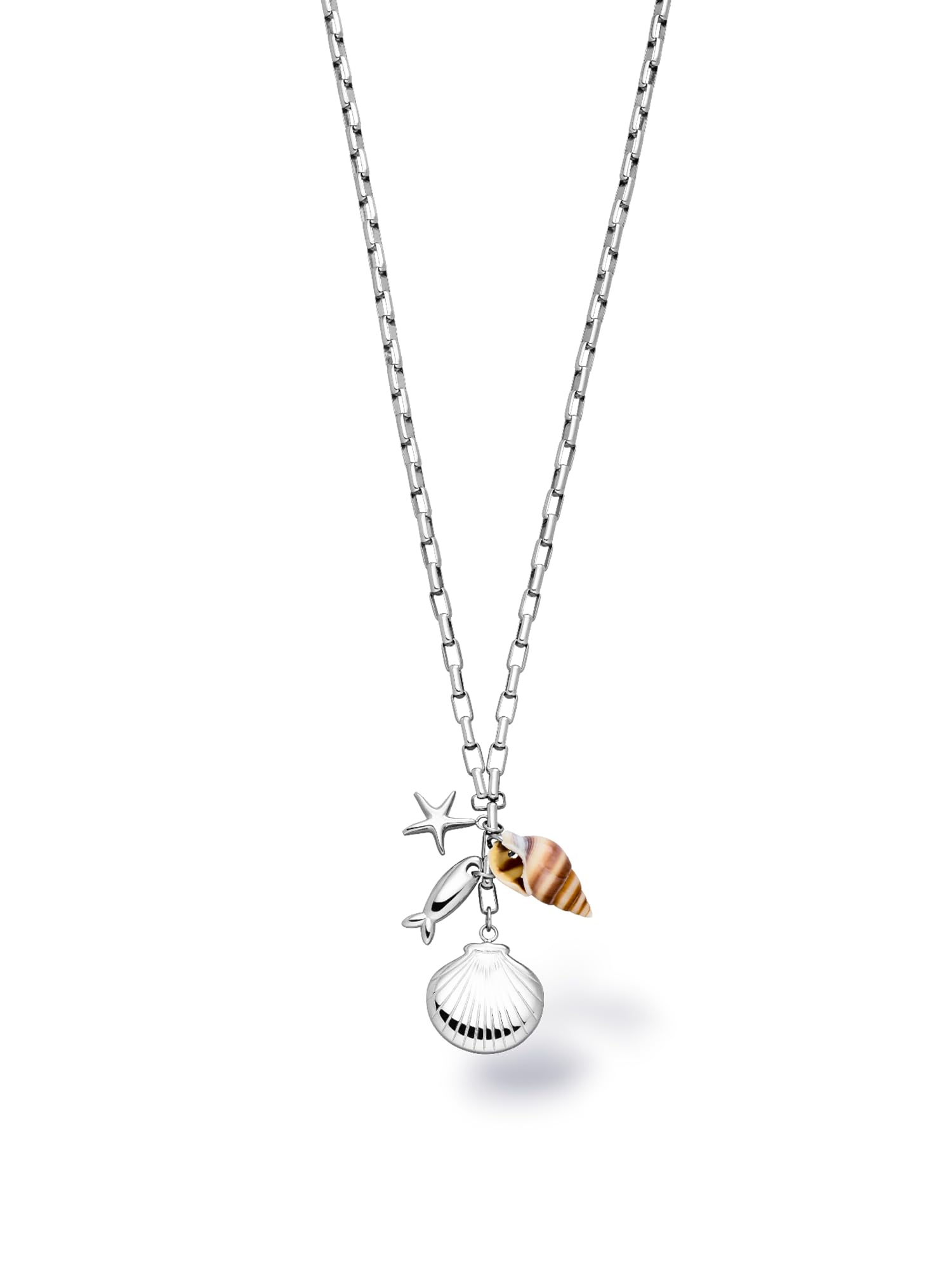Purelei Ocean Crush Schmuckset für Damen – Halskette & Ohrringe mit maritimen Anhängern (Muschel, Seestern, Fisch) aus Edelstahl – Statement Schmuck Set für Sommer, Urlaub & besondere Anlässe