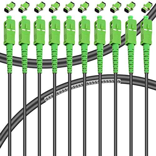 Image of 10-Pack - 2m SC /APC to SC /APC Fiber Optic Internet Cable, Armored Single Mode Patch Cable, Fiber Optic Jumper Optical Patch Cord - SIMPLEX - 9 /125um - OS1 /OS2 Compatible, LSZH Black