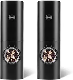 Kit 2 Moedores Elétricos de Sal e Pimenta com Luz LED, Design Premium, Automático, Moagem Ajustável para Cozinha e Churrasco