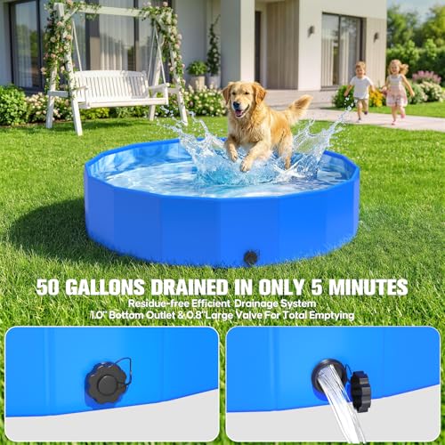 Image of 2026 Foldable Dog Kiddie Pool,Portable Hard Plastic Dog Pool,Thickened Kids Swimming Pool For Small Dogs,Collapsible Pet Pool,NonSlip Foldable Plastic Dog Wading Pool,Bathtub For Puppy,32*8in