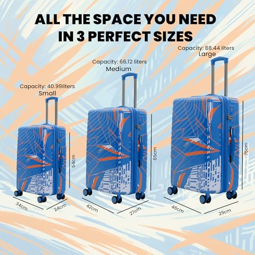 Image of AMERICAN TRAVELLER Urban Kingdom Trolley Bag | Durable Polycarbonate Hard Shell | TSA-Type Lock | 360 Disc Spinner Wheels | Expandable Suitcase for Travel (24, Blue)