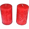 Lot De 2 Grosses Bougies Votives Decoratives Parfumées, Anti Tabac,,Candles Pour La Decoration de L' Intérieur De votre Maison Et pour Créer Une Ambiance. Rouge, Parfum Fraise 6x10 cm Durée 40h