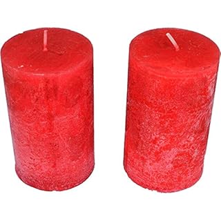Lot De 2 Grosses Bougies Votives Decoratives Parfumées, Anti Tabac,,Candles Pour La Decoration de L' Intérieur De votre Maison Et pour Créer Une Ambiance. Rouge, Parfum Fraise 6x10 cm Durée 40h