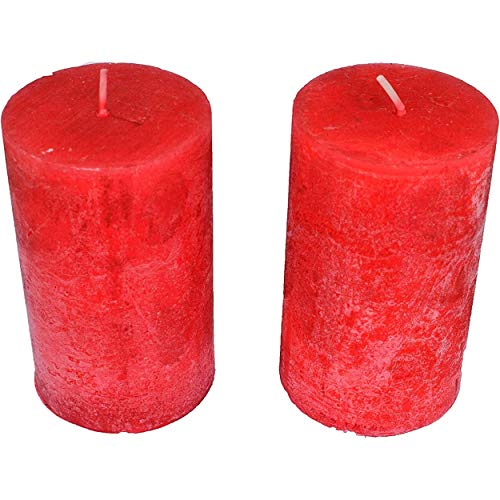 2 große Votivkerzen, dekorativ, parfümiert, Anti-Tabak, Kerzen für die Dekoration Ihres Hauses und für eine Atmosphäre, Rot, Erdbeerduft 6 x 10 cm, Brenndauer 40 Stunden