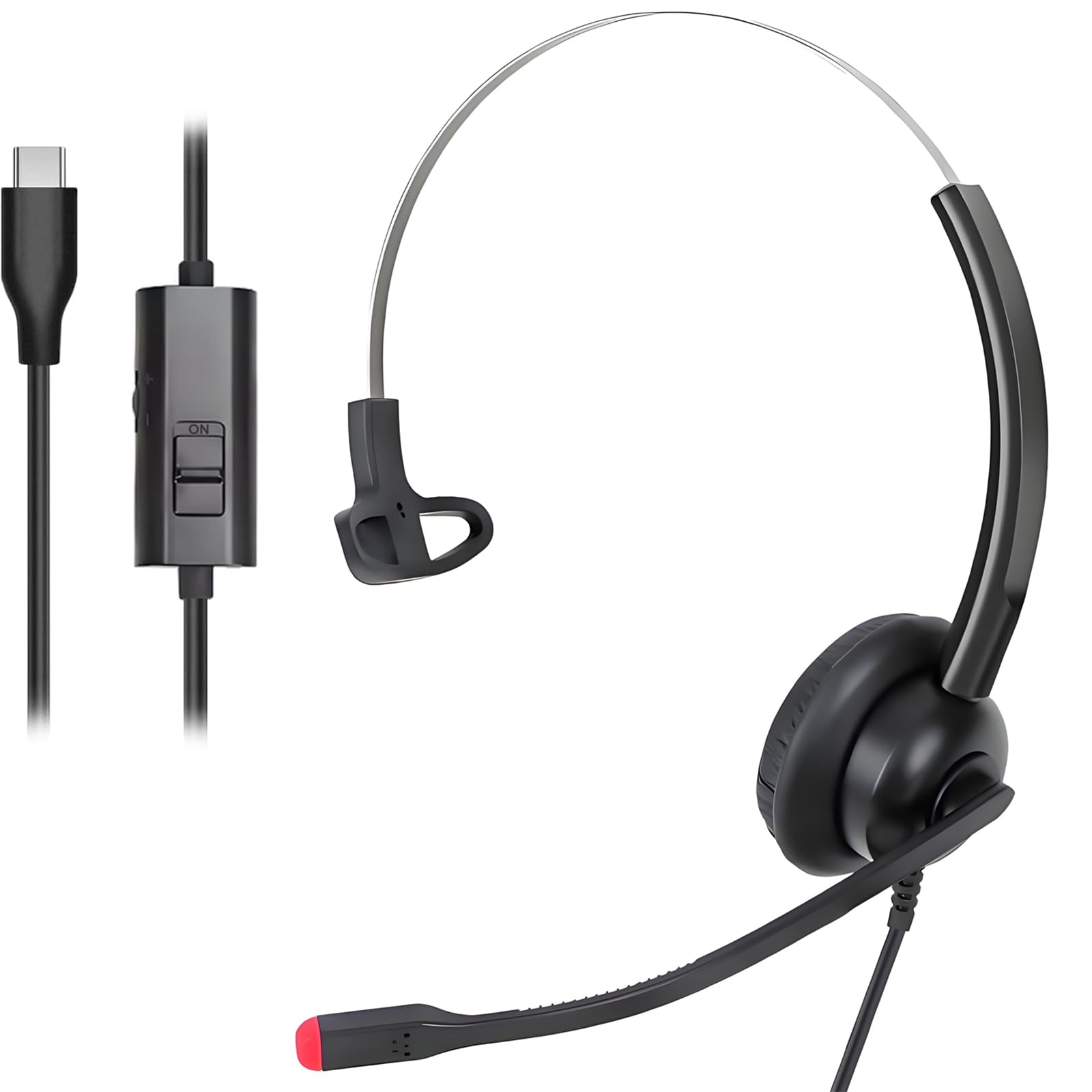Callez USB C Headset with Noise Cancelling Mic for Cell Phone Laptop Mac PC | Wired Type C Headphones, In-Line Controls, Compatible with iPhone 15/16/17 Samsung Teams Zoom Call Center Office Home Work