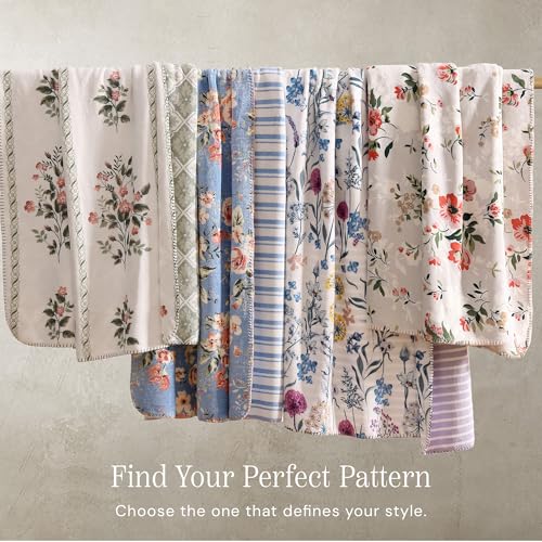 Manta Floral Reversible para Sofá BLOOMHAVEN de Franela Coco Suave 50 x 60 pulgadas miniatura 4