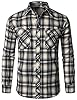 PARKLEES Men's Casual Regular Fit Button Up Flannel Checked Plaid Shirts with Pockets PZLCL41 Khaki XXL #2