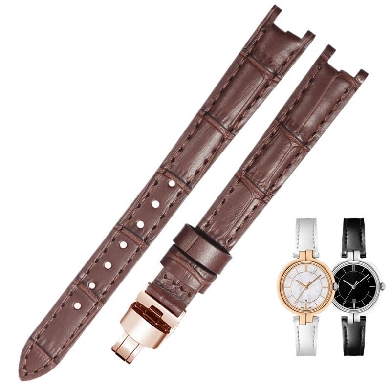 Bracelet montre en cuir cranté marron pour Tissot Flamenco T094210