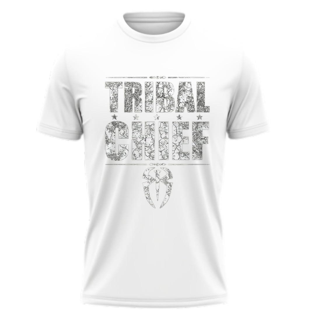 Wrestling Adult Unisex Polycotton T-Shirt, Original Tribal Chief Graphic Print, White, Short Sleeve Casual Tee-picture-32