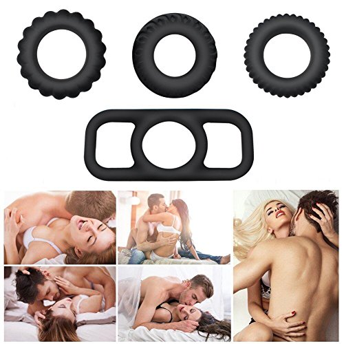 4 Pc Silicone Penis Ring cock ring Delayed Ejaculation with Four Movable Beads Time Delay for Men