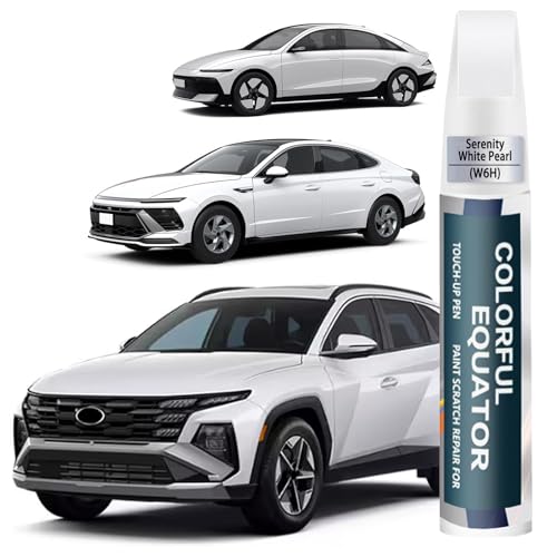 Car Touch up Paint(W6H Serenity White Pearl) Compatible with Hyundai, Car Paint Pen Scratch Repair Two-In-One Touch Up Paint, Premium Car Scratch Remover for Deep Scratches