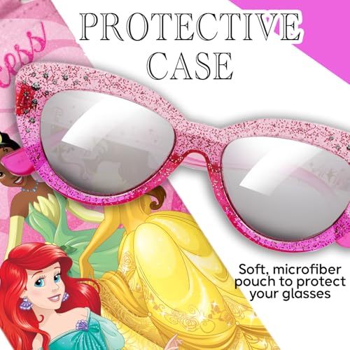 Sun-Staches Disney Princess Sunglasses - Stylish, Comfortable & Durable UV-Protection for Kids With Soft Carrying Case - Officially Licensed for Girls4