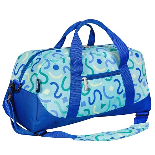 Image of Wildkin Kids Overnighter Duffel Bag - Carry-On Size, Ideal for School & Sleepovers - Confetti Blue