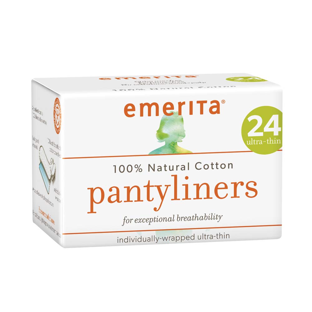 Emerita Natural Cotton Ultra Thin Pantiliners, Individually Wrapped, 24 Count