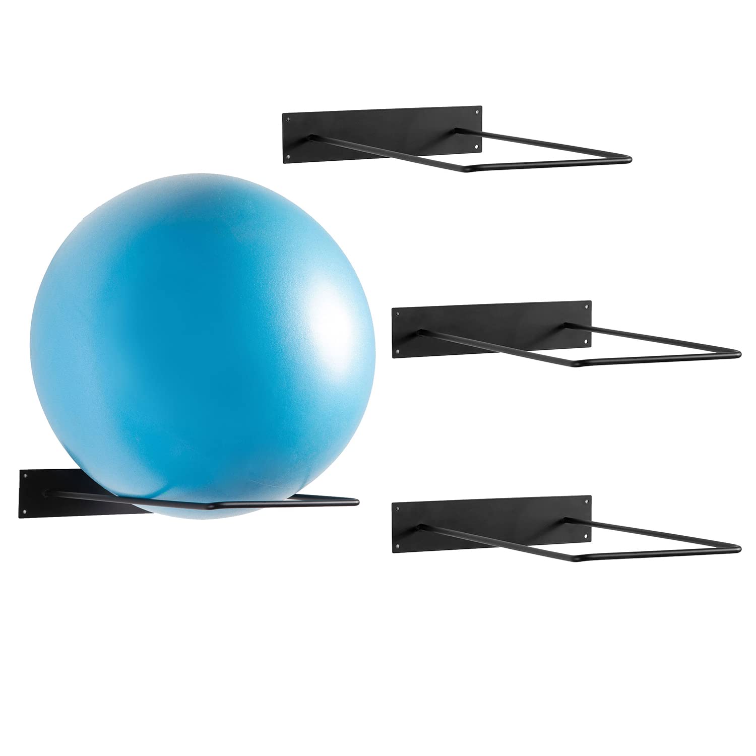 Pe Ball Rack Set Of 4 Ball Shelves MyGift Set Of 4 Wall-Mounted Ball Storage Racks ...