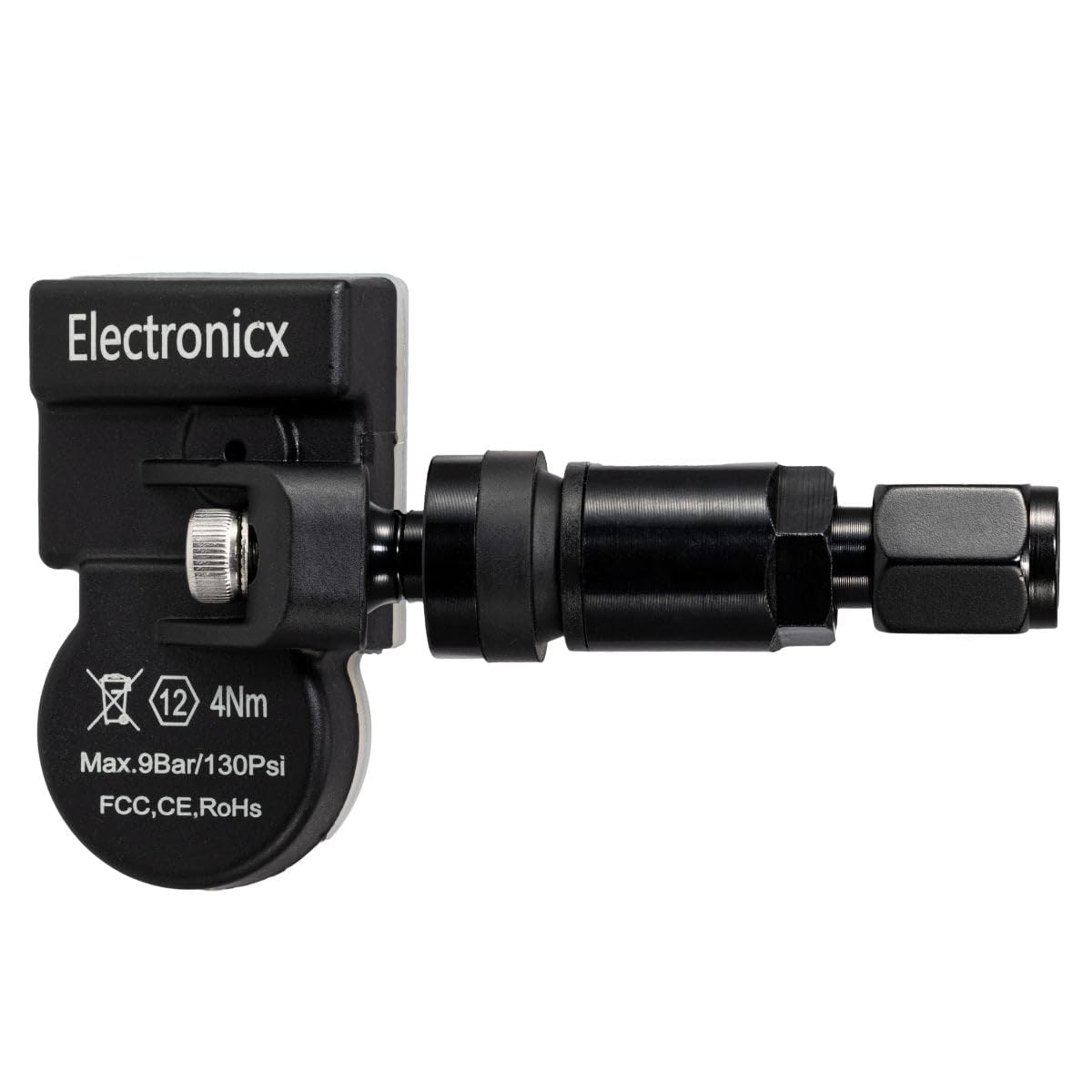 Electronicx 4 x czujniki RDKS metalowe, czarne, kompatybilne z Chevrolet Menlo 2020-2025, zestaw TPMS