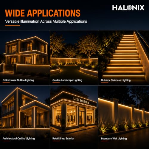 Image of Halonix LED 120 Led /MTR Rope Light for Home Decoration | IP65 Certified, BIS Approved | Indoor and Outdoor use | Direct Plug-in | 700 Lumens in Every Meter | Pack of 1 (50 Meter, Warm White)