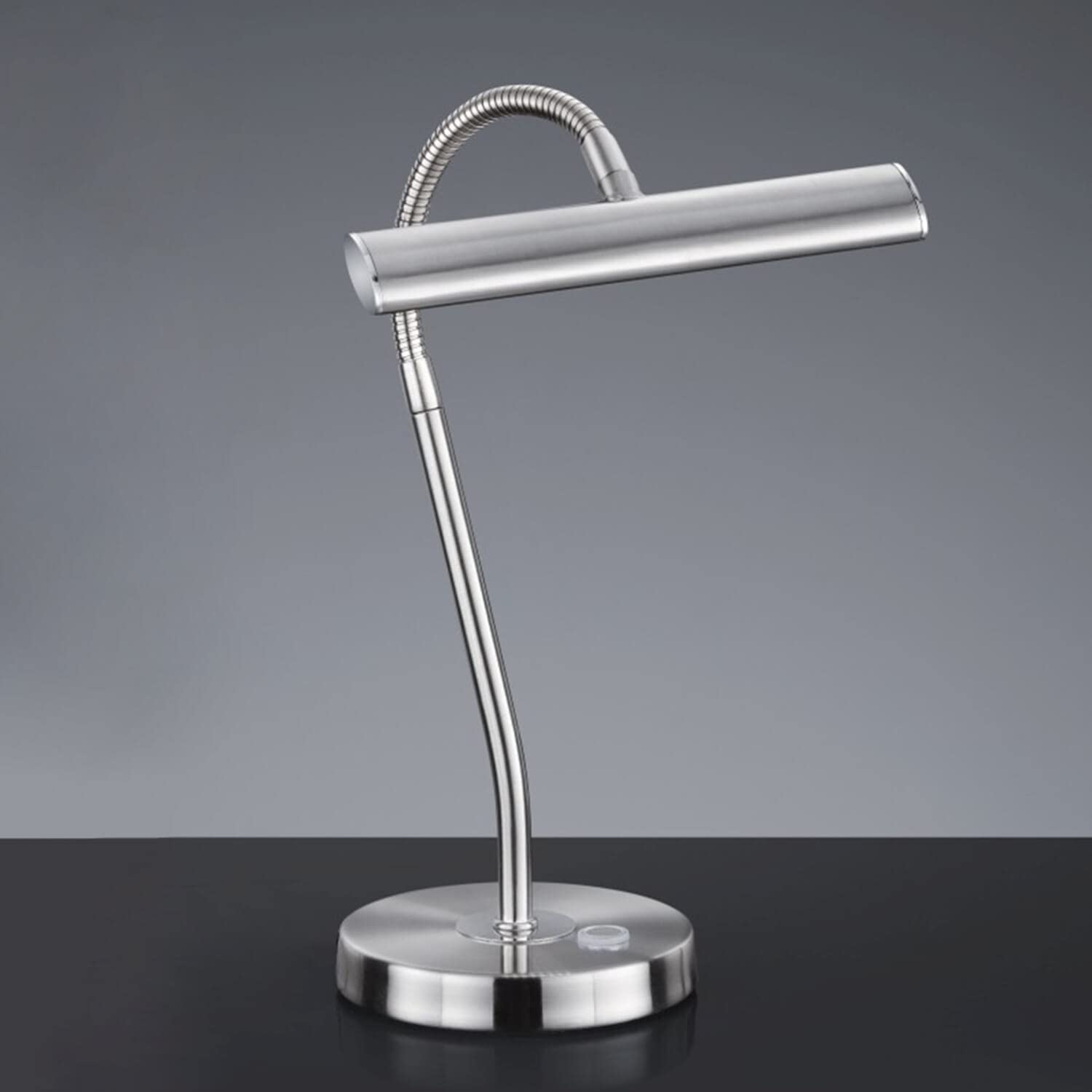 Stilvolle LED Tischleuchte in Nickel matt 4W 230V aus Metall Touchschalter Schreibtisch warmweißes Licht Schlafzimmer Wohnzimmer Lampe Leuchten Beleuchtung innen