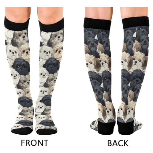 Dogs Shih Tzu Compression Socks for Women and men knee high stockings Sports Running Hiking Cycling Socks2