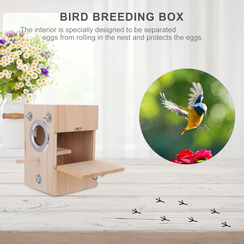 Image of POPETPOP Bird Breeding Box Wooden Nesting Box for Parakeets Bird Nest House for Cage Use Natural Parrot Mating House with Divided Interior 9.05 X 5.90 X 5.90 in