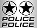 Generic 91/12 Autocollant Police 2 x 20 cm Longueur et US Star 2 x 9 x 9 cm - Noir Brillant