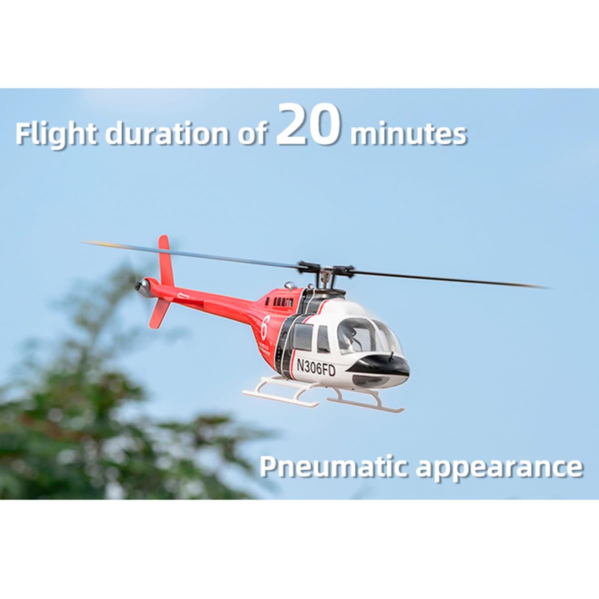 FLYWING Bell-206-V3 RC wojskowy helikopter, klasa 470 2,4 G 6CH zdalnie sterowany samolot z pozycjonowaniem GPS, kontroler lotu H1, lot 3D, 4 zaawansowane tryby lotu, idealny dla entuzjastów RC (PNP)