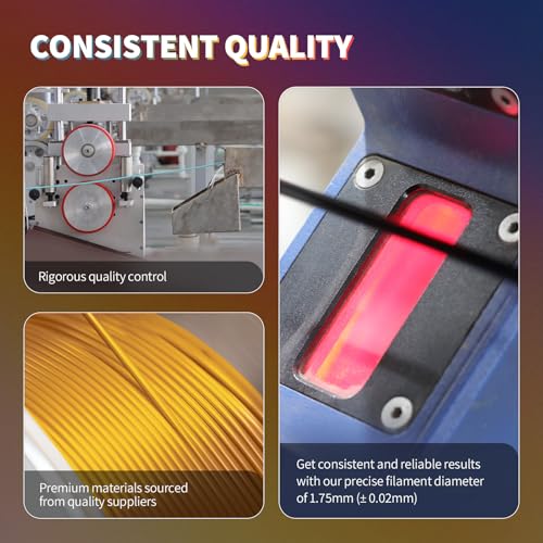 Image of OVERTURE PLA Filament 1.75mm, Neatly Wound 3D Printer Filament 1kg Spool (2.2lbs), Dimensional Accuracy + /- 0.02 mm, Fit Most FDM 3D Printers (Royal Gold)