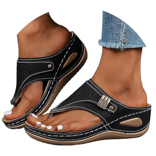 Ladmiple Womens Sandals Comfortable Dressy Arch Support Orthopedic Slippers Summer Vintage Slip On Orthotic Thong Flip Flops