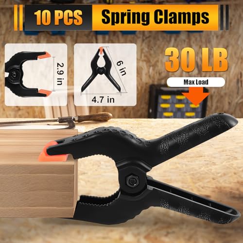 Image of RELBRO Spring Clamps, 6 Inch Large Plastic Clips for Balloon Arch Backdrop Craft Decoration, Heavy Duty, Black, 10 Pcs