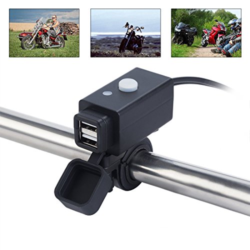 Imestou Motorcycle Dual Usb Phone Charger Adapter Kit 5V 3.1A With Sae Quick Disconnect Plug & Power Switch Handlebar Mount Charging For Iphone/Ipad/Samsung/Gps #TOP6