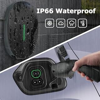 WISSENERGY Station de Recharge pour Véhicule Électrique 7,4KW Chargeur Mural, Câble de Charge Monophasé 32A 6M Type 2 avec Prise Standard IEC 62196-2, Utilisation Intérieure et Extérieure