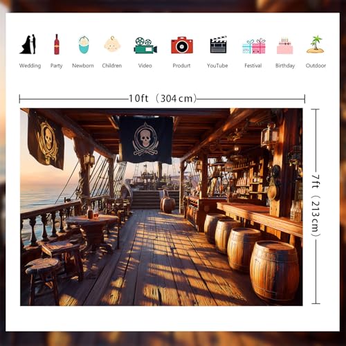 Backdrop barco pirata vintage 10x7ft para fotografía miniatura 2