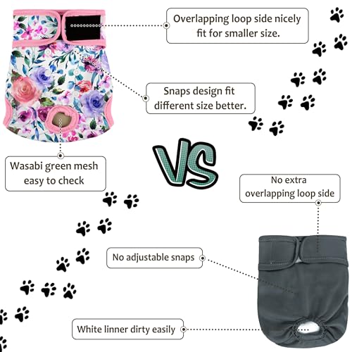 Image of Female Dog Diapers - Reusable Diapers for Doggie in Heat - Highly Absorbent for Pet Incontinence with Snaps (Pack of 3) Rose, M