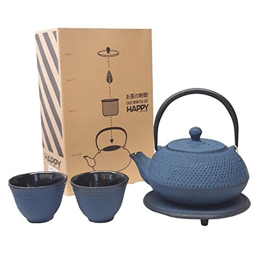 Happy Sales HSCT-ABL02, Happy Sales Cast Iron Tea Pot Tea Set Blue ARR