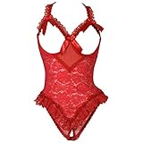 Shirley of Hollywood Women's Size Plus Peek A Boo Lace Teddy