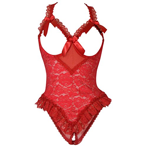 Shirley of Hollywood Women's Size Plus Peek A Boo Lace Teddy