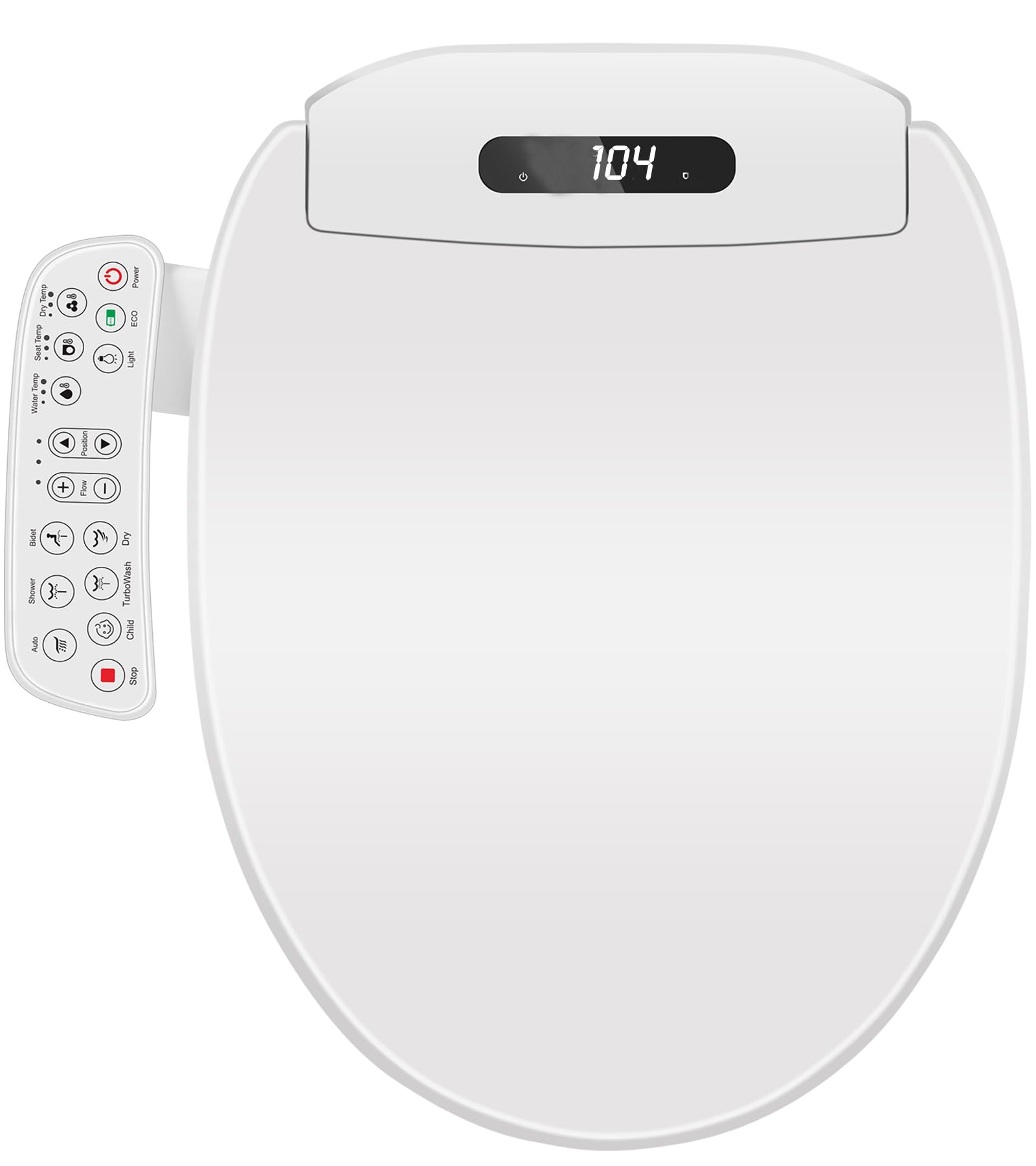 Electric Bidet Toilet Seat Elongated with Heated Seat, Warm Air Dryer, Endless Warm Water, Oscillating and Pulsating Spray Wash, Stainless Steel Self-Clean Nozzle (Single Temperature Display)