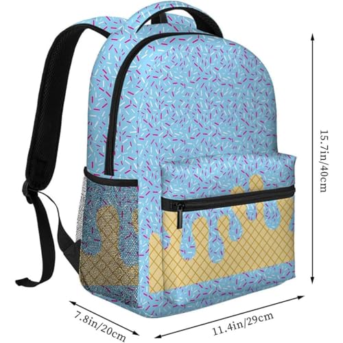 Ice Cream Drip Backpack, Ice Cream Backpack, Kawaii Shoulder Backpacks, for Daily Use Travel Hiking Camping (Light green)3
