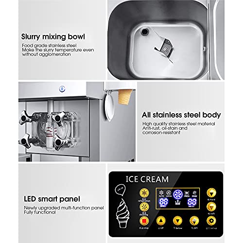 GLETSF Automatische Eismaschine, 1250 W kommerzielle Softeismaschine, Joghurt-Milchshake-Maschine, Softeismaschine aus Edelstahl 304 mit LED-Anzeige, für Geschäfte, Restaurants, Bar, 12 l/h, CE – Bild 8