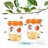 YHmall 2 Piezas de Trampa para Avispas Hornet, Trampa para Moscas de Insectos，Control de plagas de jardín Interior y Exterior, con Cepillo de Limpieza