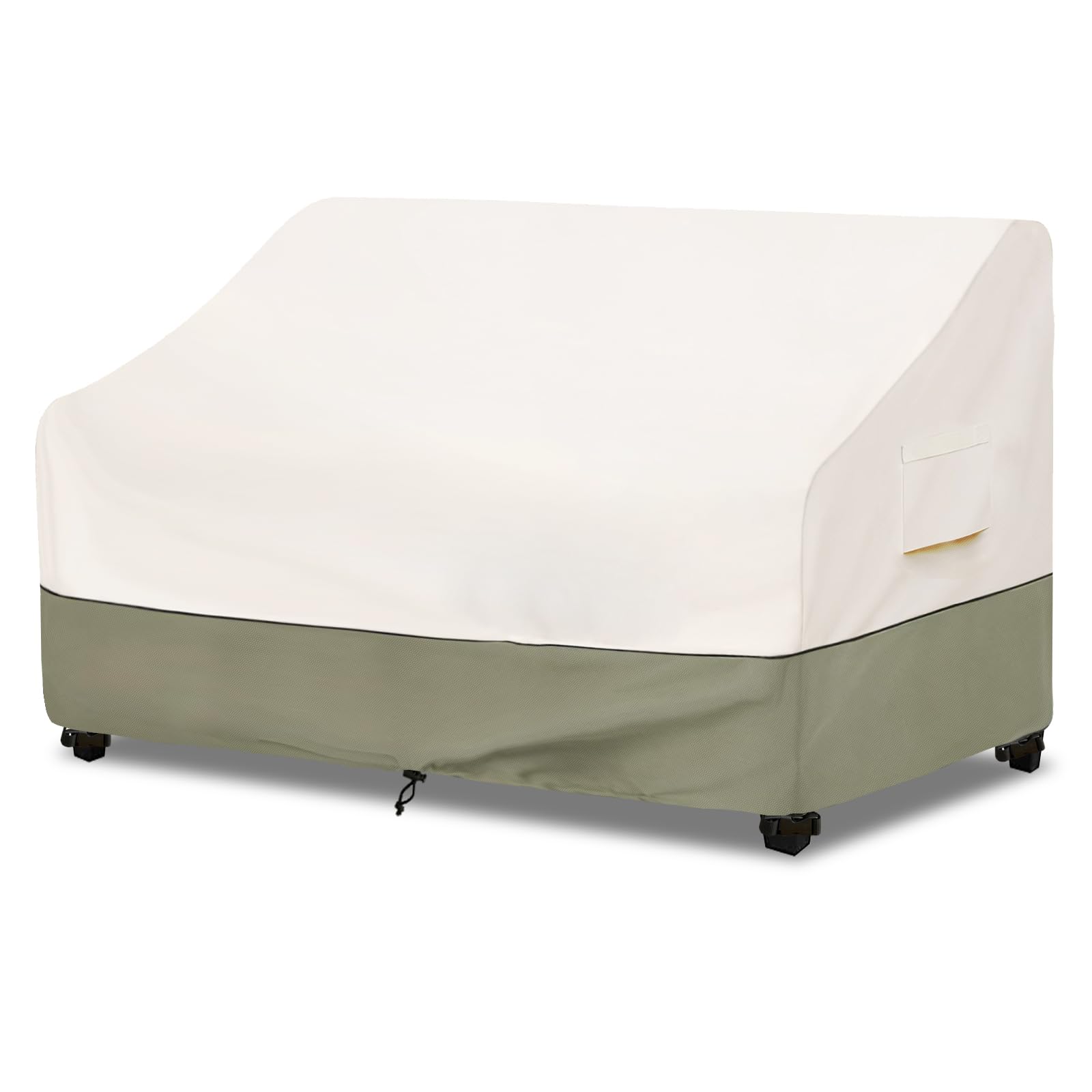 Bitubi 2-Seater Heavy Duty Patio Loveseat Cover, 100% Waterproof Outdoor Deep Sofa Cover Size Up to 58W x 32.5D x 31H Inches, Lawn Patio Furniture Covers with Air Vent (Beige)
