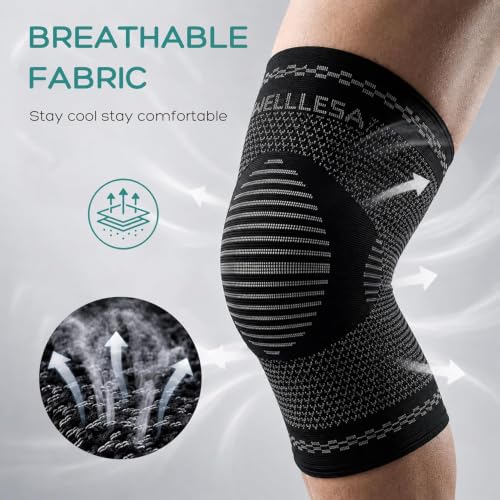 Image of WELLESA NeoSoft Knee Support Knee Cap for Men & Women | Pain Relief knee Brace Compression Knee Sleeve for pain relief vericose veins Sports, Gym & Injury Recovery (1 Pair) Medium