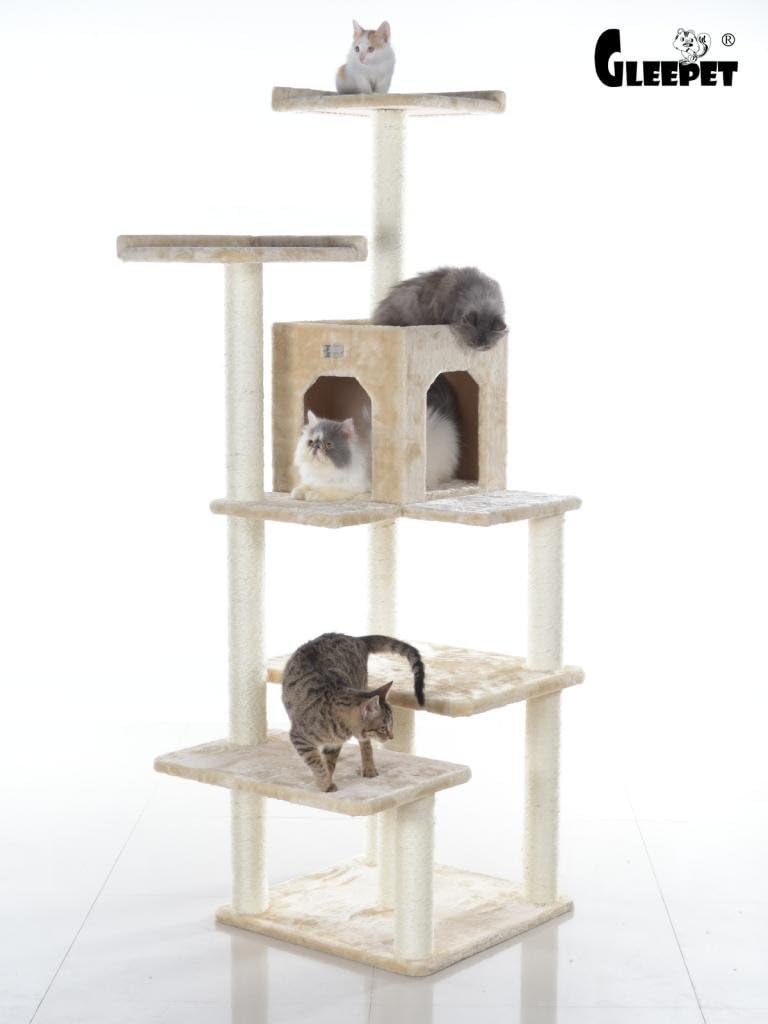 Elegant Faux Fur Domesticated Cat Tree